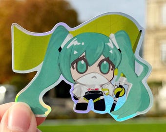 Racing Miku Chibi Holographic Sticker | Hatsune Miku Fan Merch