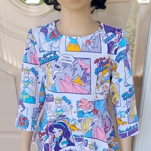 Disney princesses or Mickey girls peplum top and skirt 3 fabric choices