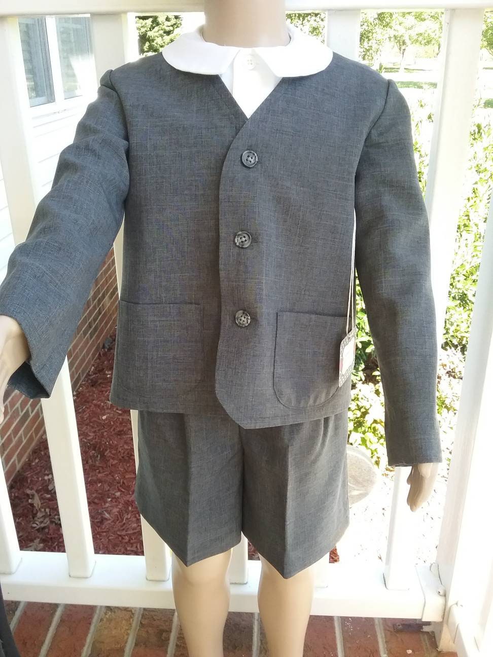 Boys Charcoal Gray Eton Suit Weddings Etsy