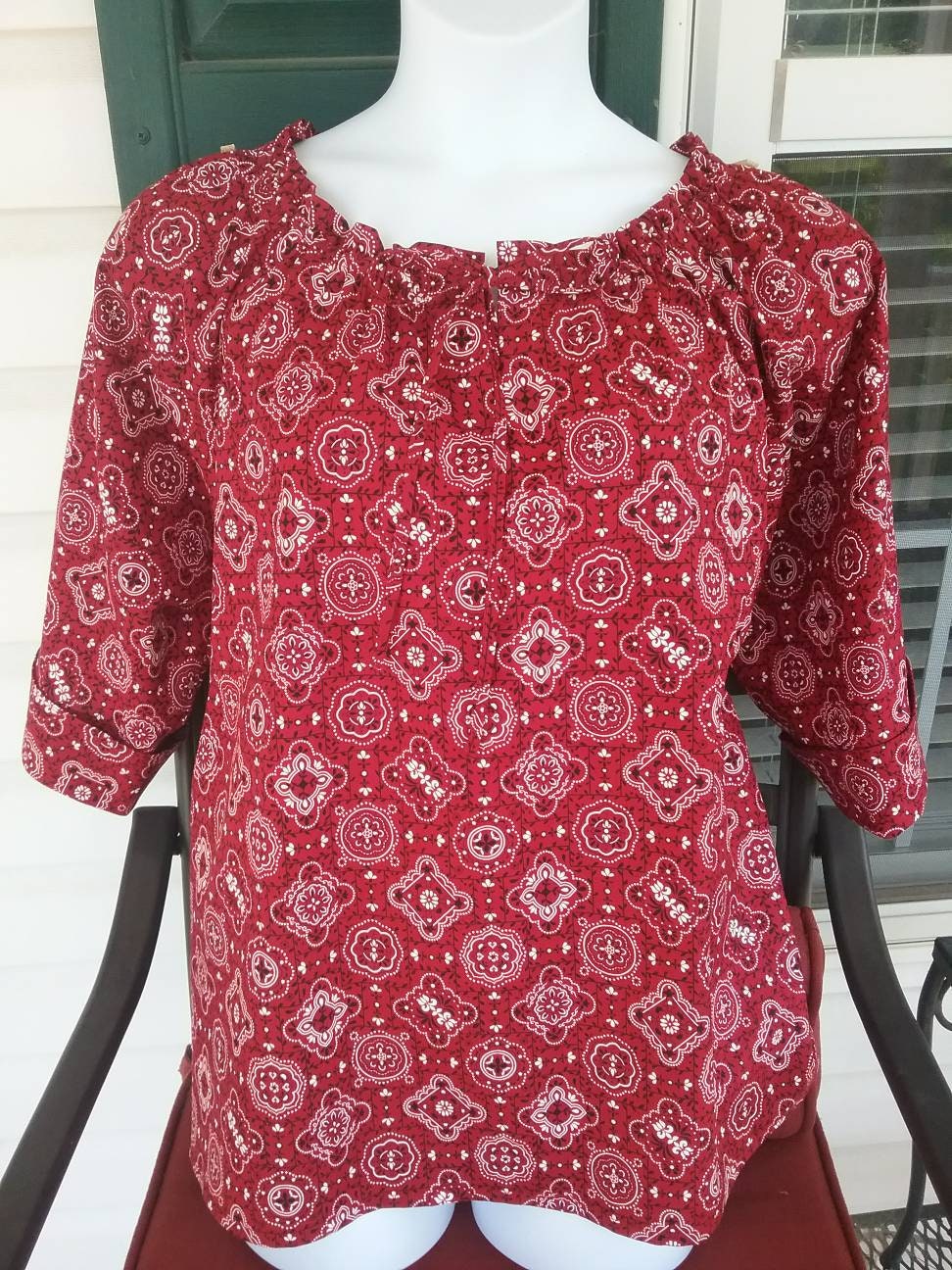 Red bandana shirt plus size Clearance