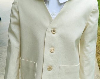 Ivory linen blend eton suit