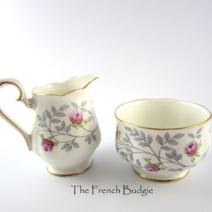 Royal Albert Cream and Sugar Pink Rose &quot;Conway&quot; Made in England