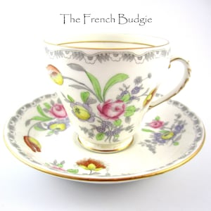 Lindo conjunto de xícara e pires Royal Grafton Delicado Floral Vintage Feito na Inglaterra Xícara de chá