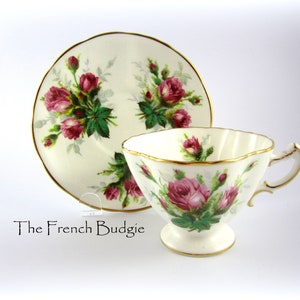 Hammersley &quot;Grandmother&#39;s Rose &quot; Red Rose Teacup and Saucer Set Made in ENGLAND Tea Cup