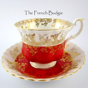 Royal Albert RED Vintage Teacup and Saucer  Regal series Made in ENGLAND Tea Cup