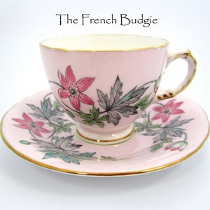 Toskanische Pink Floral Mokkatasse und Untertasse Set, hergestellt in ENGLAND Kinder Teetasse