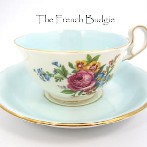 Royal Grafton Blue Vintage Teacup and Saucer Set Made in ENGLAND Tea Cup