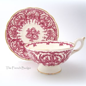 Coalport Red and White Vintage Tea Cup and Saucer  set Teacup Made in ENGLAND Tea Cup