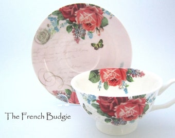 Lilacs, Forget me not's  and  Roses Tea cup and Saucer set Teacup