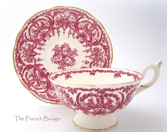Coalport Red and White Vintage Tea Cup and Saucer  set Teacup Made in ENGLAND Tea Cup