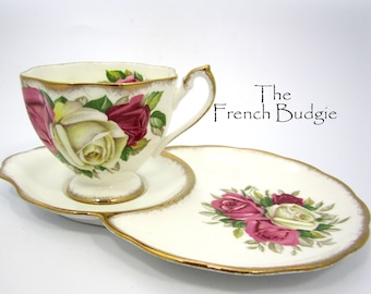 Queen Anne "Lady Sylvia" Teacup plate combo, Tennis plate, Snack plate Made in ENGLAND Tea Cup