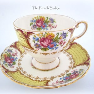Royal Albert Light Yellow Floral Vintage Teacup Set, Made in ENGLAND Tea Cup