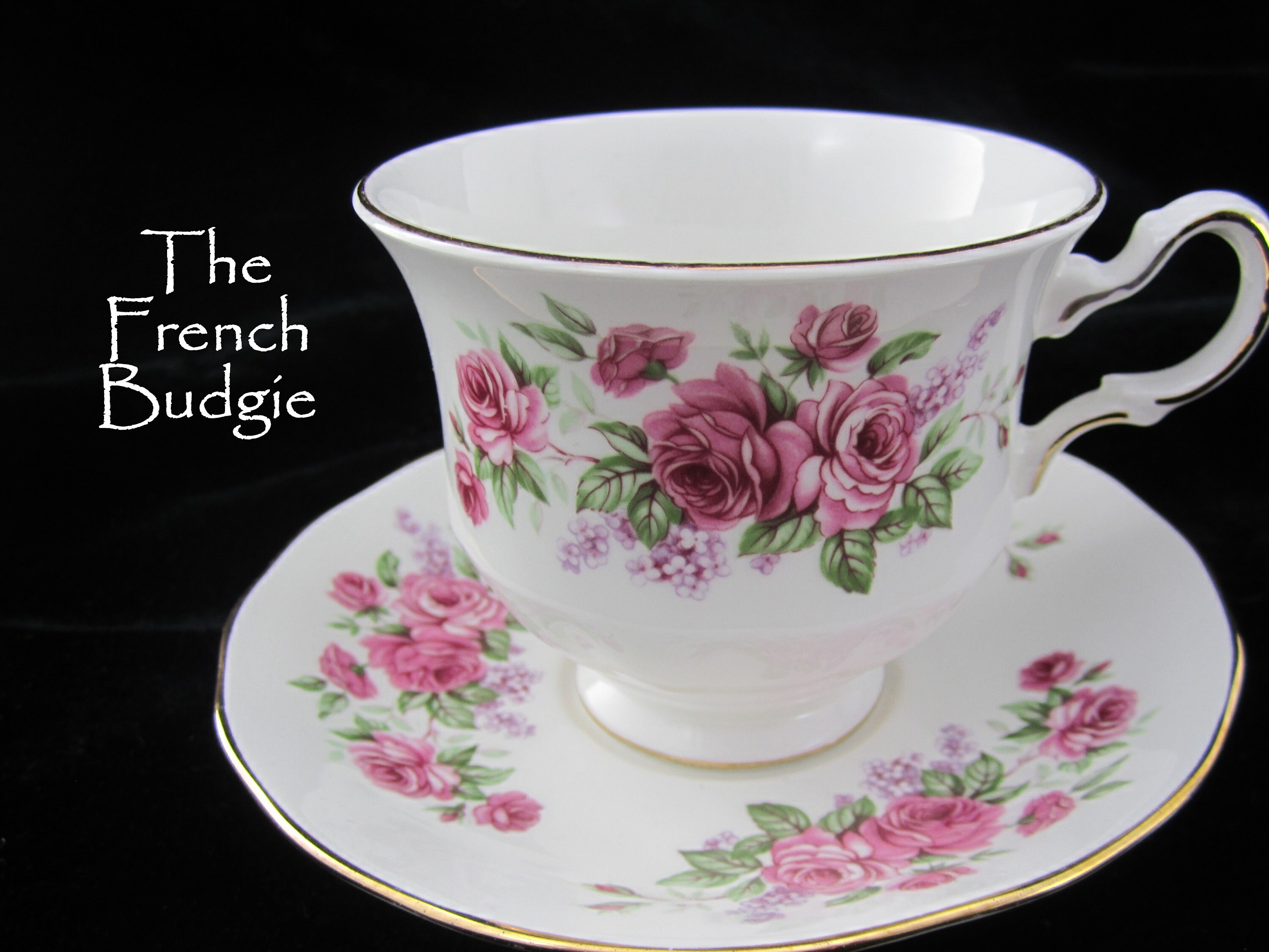 クイーンアン ピンクのバラ ヴィンテージ ティーカップ＆ソーサー