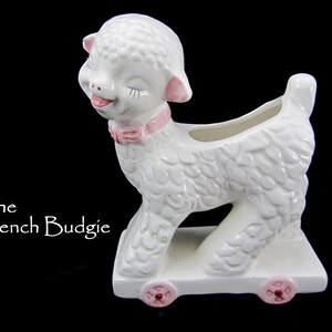 Vintage Kitsch white Baby Lamb Adorable Kitsch planter / Vase , Made in Japan image 4