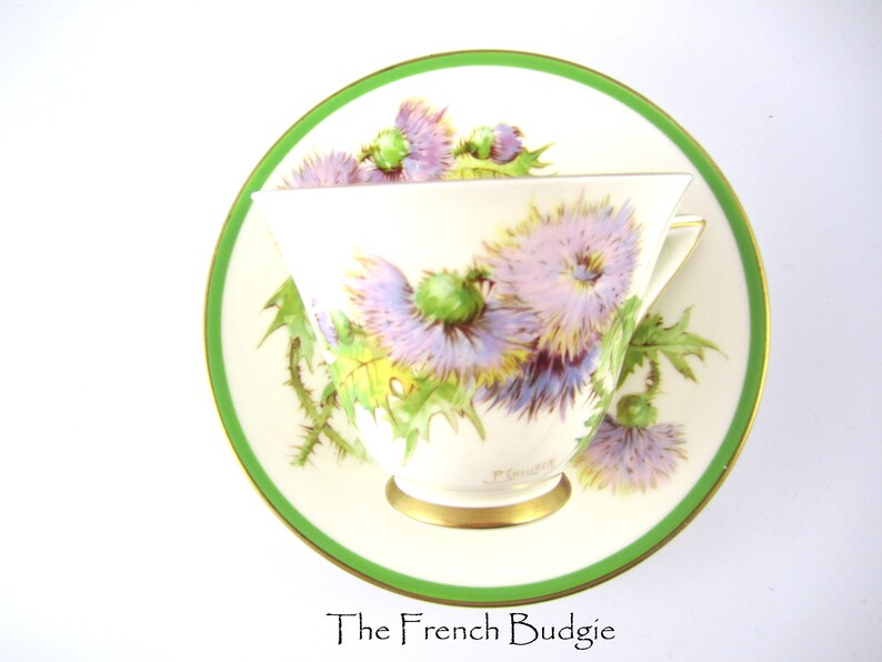 Royal Doulton GLAMIS THISTLE Vintage Pink Lavender Teacup and Saucer Set Made in ENGLAND Tea Cup