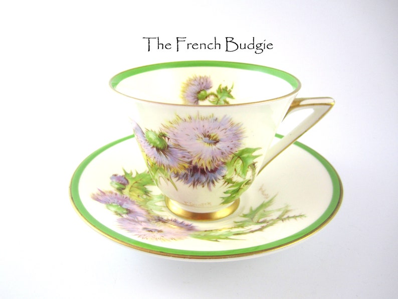 Royal Doulton GLAMIS THISTLE Vintage Pink Lavender Teacup and Saucer Set Made in ENGLAND Tea Cup