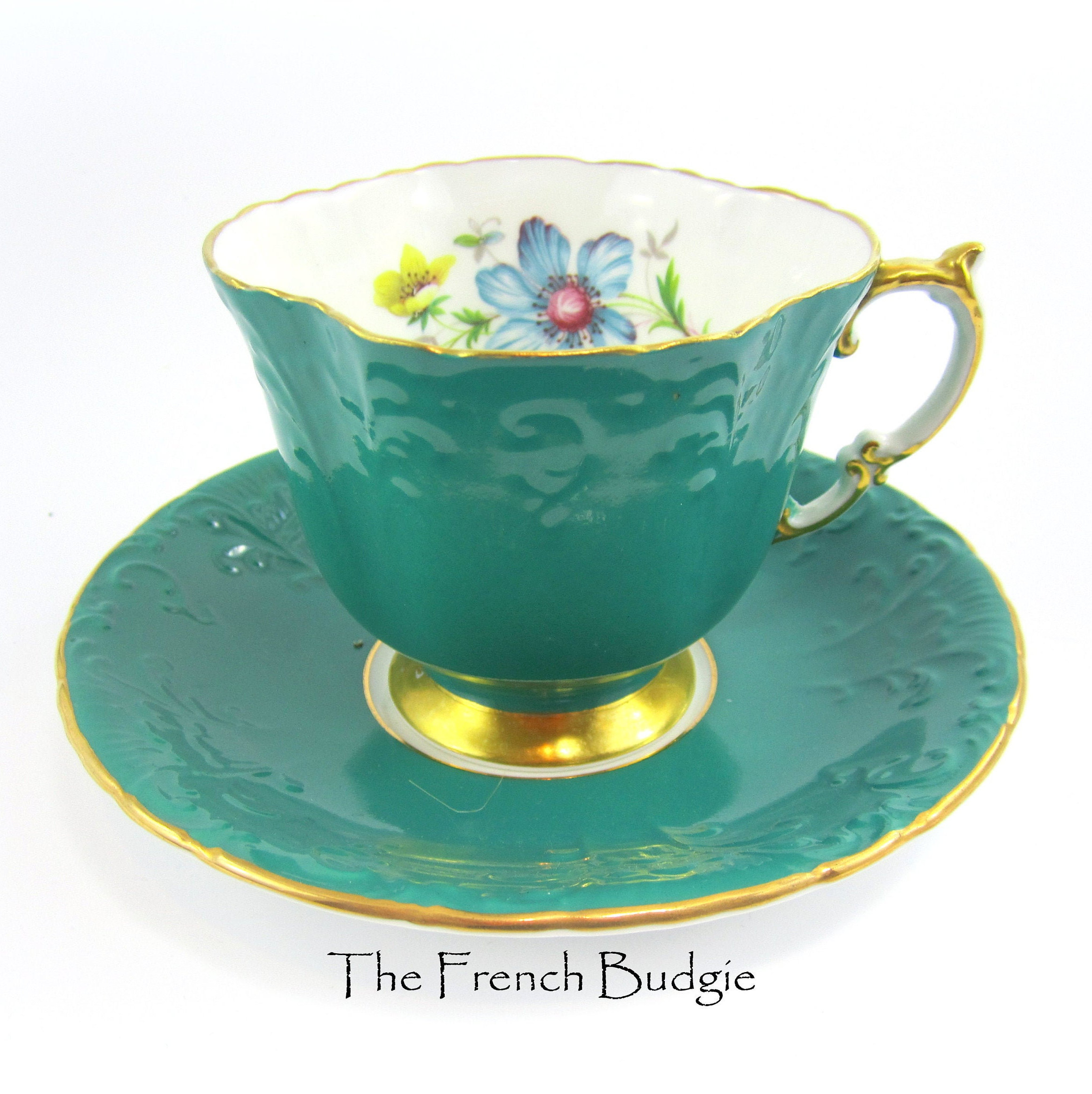 Aynsley イングリッシュ ティールグリーン クワトロフォイル ティー