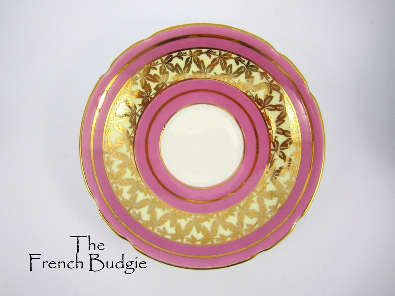 Stanley bright pink and gold tea cup and saucer set teacup etsy