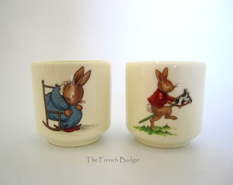 Two Adorable Vintage  Bunnykins  Egg Cup Made in ENGLAND