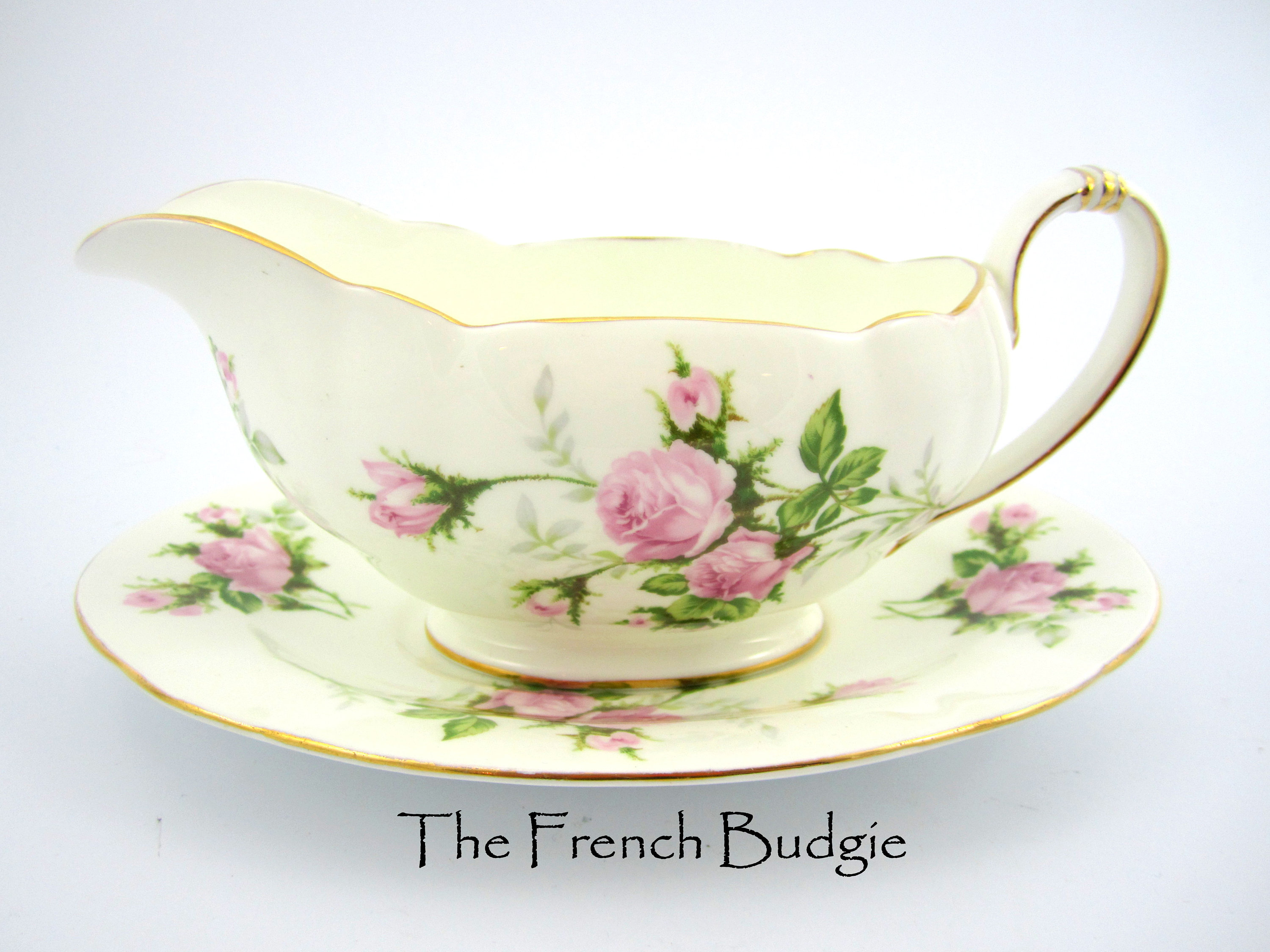 フォーリー ピンクローズ グレービーボート＆ソーサー - Etsy 日本