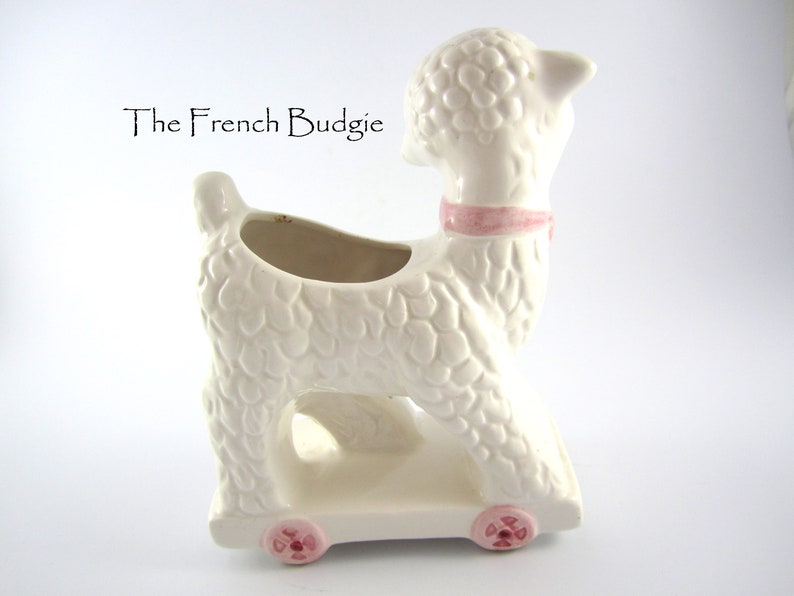 Vintage Kitsch white Baby Lamb Adorable Kitsch planter / Vase , Made in Japan image 3