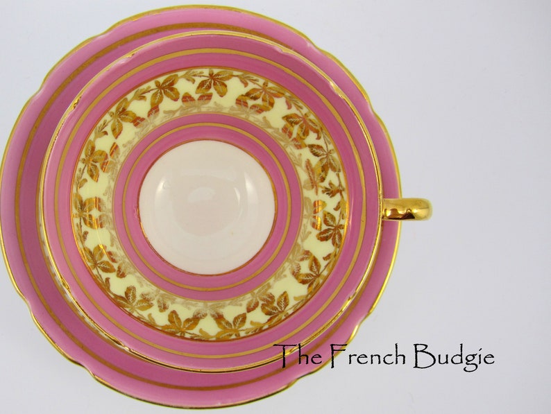 Stanley bright pink and gold tea cup and saucer set teacup etsy