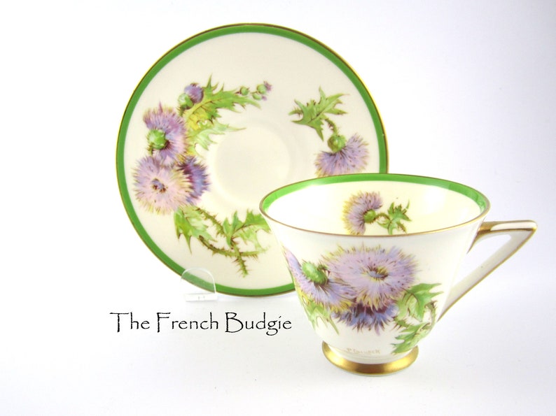 Royal Doulton GLAMIS THISTLE Vintage Pink Lavender Teacup and Saucer Set Made in ENGLAND Tea Cup