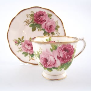 Romantic Royal Albert Pink American Beauty Tea Cup set Made in ENGLAND Teacup