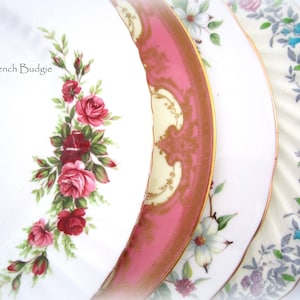 Hübsche bunte Blumen Mismatched Vintage 6-Zoll-Knochenporzellan-Teller Made in ENGLAND