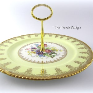 Custom Ornate Yellow Paragon Cake Stand Platter with Center Post