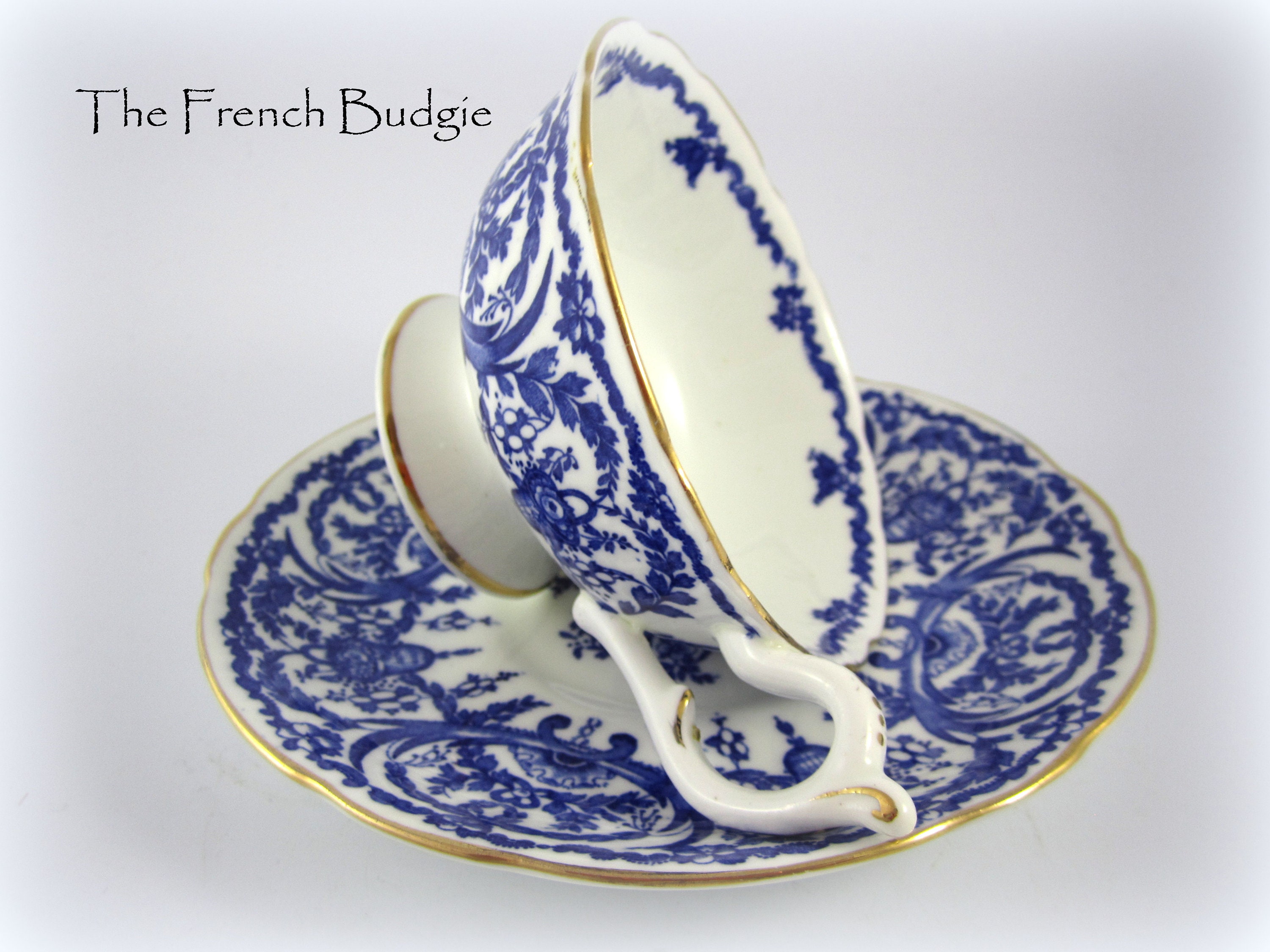 Coalport Blue and White Vintage Tea Cup and Saucer Set Teacup Made in  ENGLAND Tea Cup 