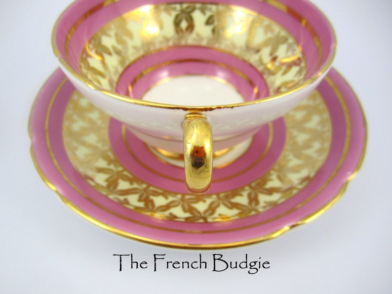 Stanley bright pink and gold tea cup and saucer set teacup etsy