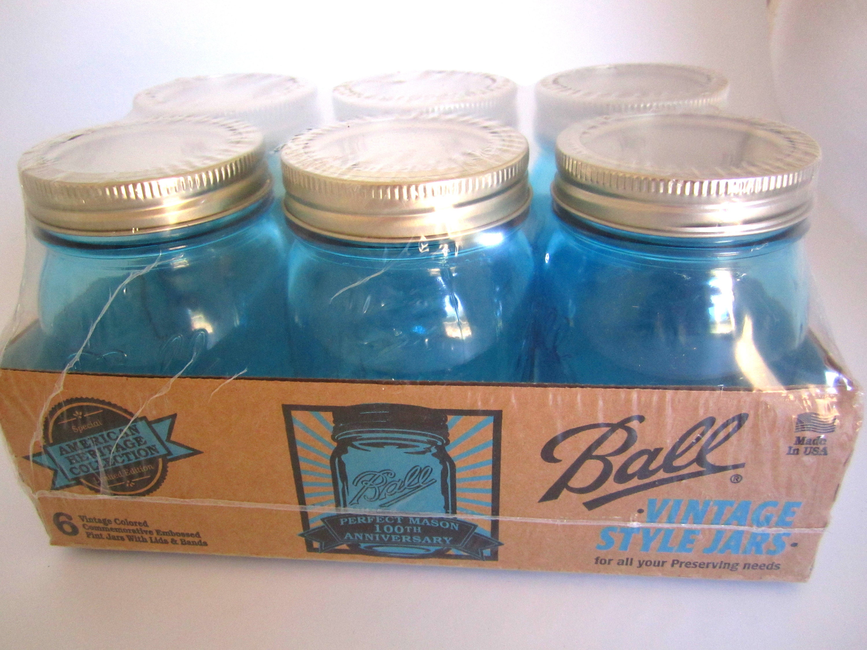 Ballビンテージスタイルジャー16oz6個セットLimited Edition Lot of 6 Blue Vintage Style Heritage Collection Limited Edition