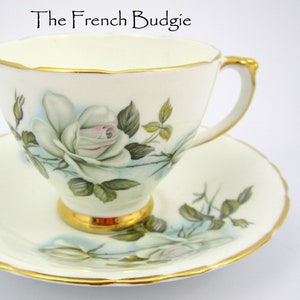 Delphine White Rose Teacup and Saucer set