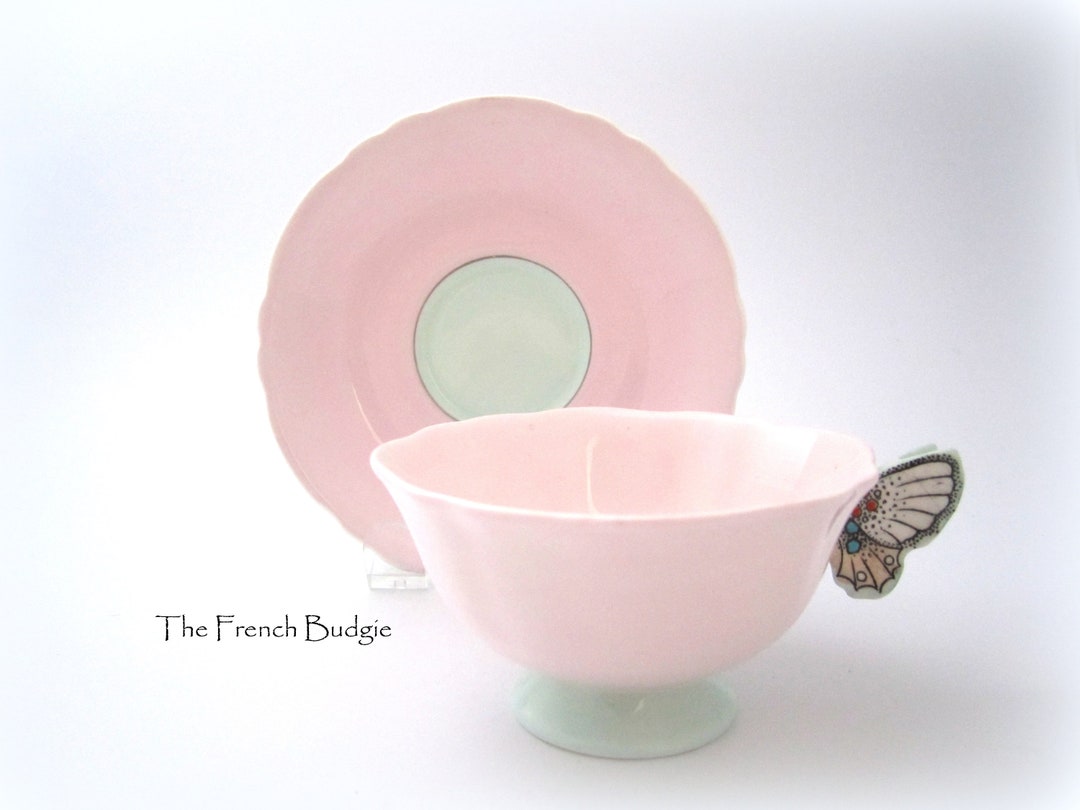 パラゴン ソフトピンクとブルー バタフライハンドル付き ヴィンテージ