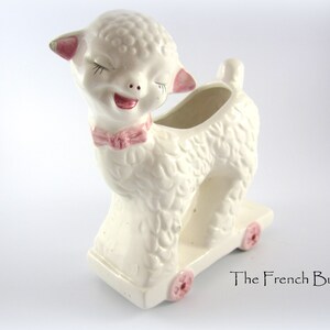 Vintage Kitsch white Baby Lamb Adorable Kitsch planter / Vase , Made in Japan image 2