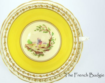 Chelsea Yellow Vintage Teacup and Saucer Set Made in ENGLAND Tea Cup