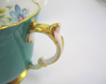 Aynsley イングリッシュ ティールグリーン クワトロフォイル ティー