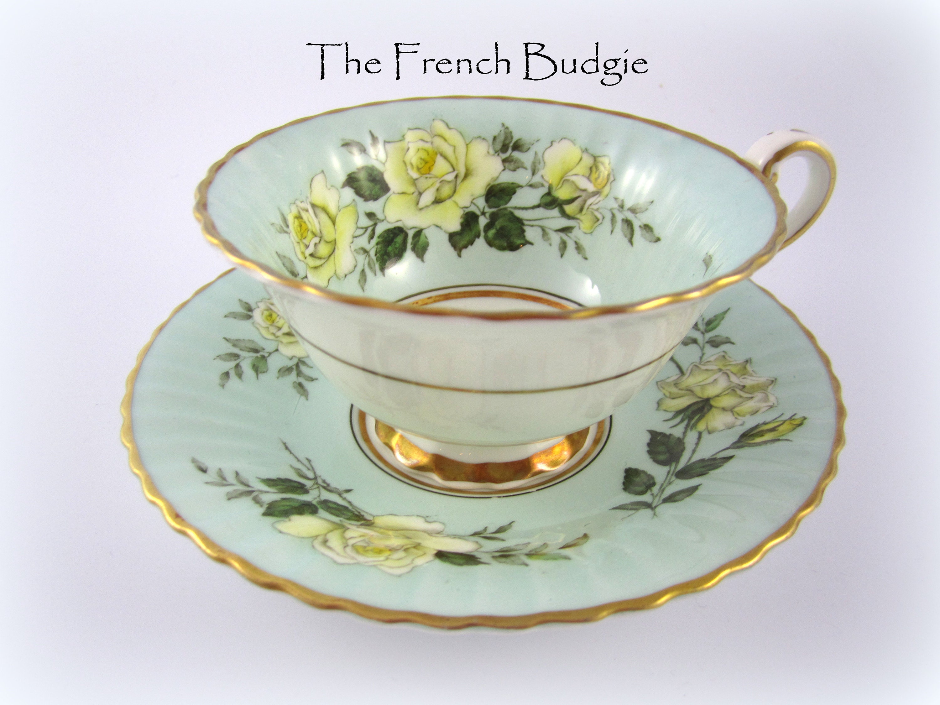 Paragon Robins Huevo Azul Vintage Taza de Té y Salsa con Rosas | Etsy