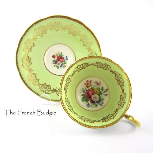 Aynsley Mint Green buy Vintage Teacup and Saucer set England Tea Cup