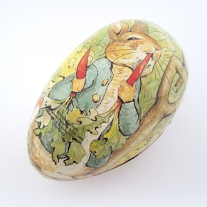 Vintage German Beatrix Potter Paper Mache  Easter Egg  Ornament Vintage Decoration Made in Germany