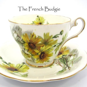 Conjunto de xícara de chá e pires vintage &quot;Brown Eyed Susan&quot; da Royal Standard, feito na Inglaterra