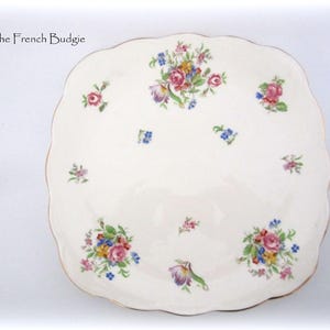 Bone China Vintage Floral  Square Cake Platter with Clusters of flowers Made in ENGLAND