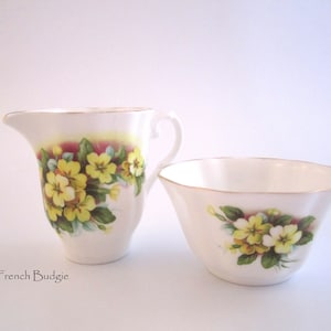 Royal Grafton Yellow Primula    Cream and Sugar Set Made in ENGLAND