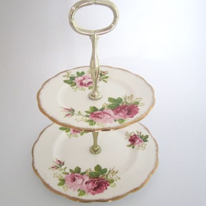Royal Albert Pink &quot;American Beauty&quot; small 2 tiered Cake Stand