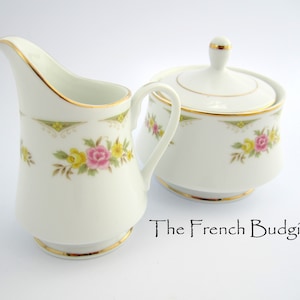 Creamer and Sugar bowl with Lid Premiere Fine China &quot;Lorraine&quot; 5019 Japan Cream and Sugar