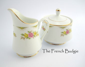 Milchkännchen und Zuckerdose mit Deckel Premiere Fine China "Lorraine" 5019 Japan Sahne und Zucker
