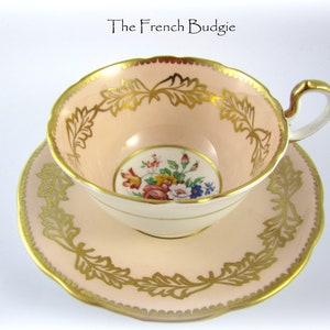 Aynsley Blush Rosa und Gold Vintage Teetasse mit Untertasse Made in ENGLAND Teetasse
