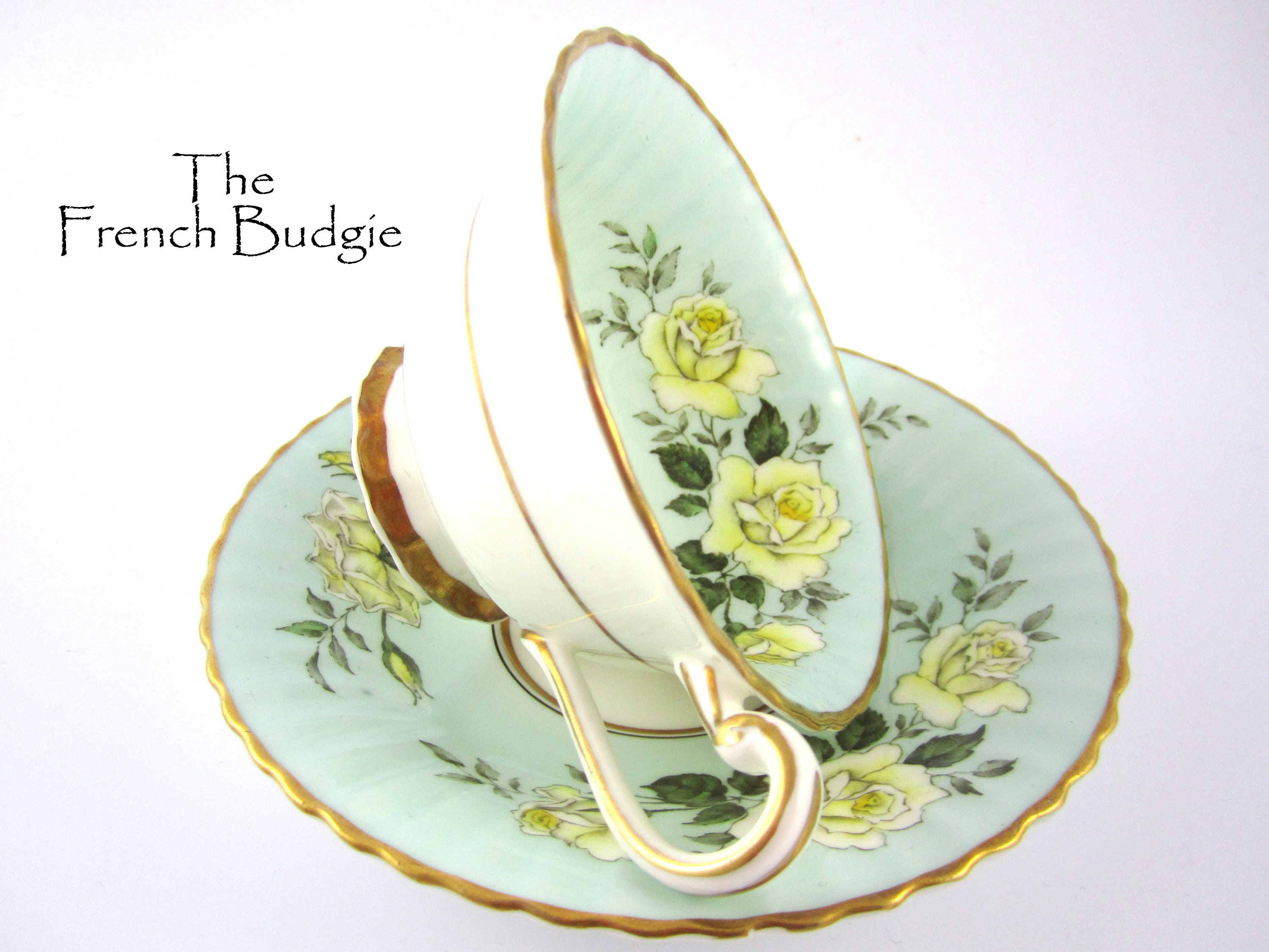 Paragon Robins Huevo Azul Vintage Taza de Té y Salsa con Rosas | Etsy