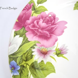 2 Grace Ware  Bright Pink Rose  and Purple Roses Dinner Plates